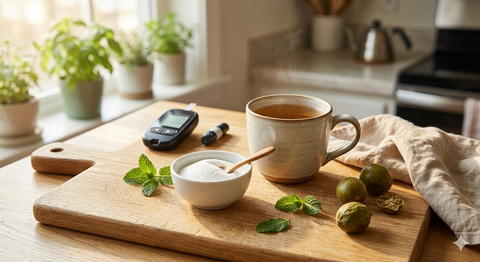 Monk fruit sweetener with tea and blood sugar monitor - erythritol study