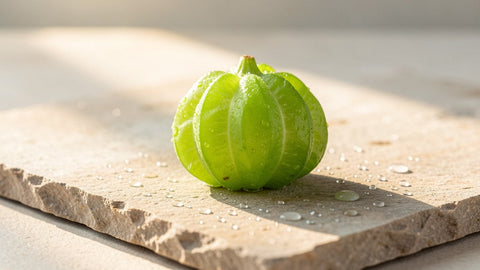 Fresh monk fruit on stone - best monk fruit sweetener buyer's guide