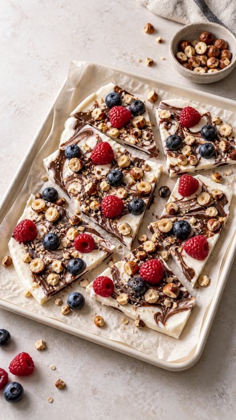 Cocoa-Hazelnut Yogurt Bark — SweetMonkFruit recipe