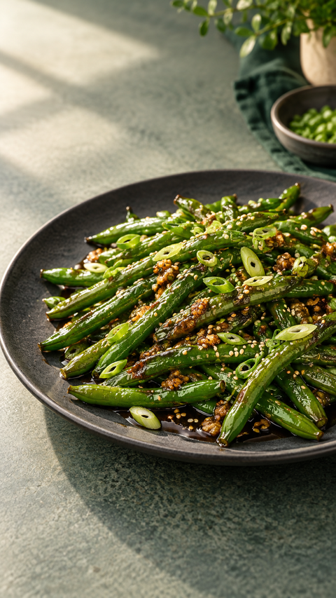 Sesame-Soy Green Beans — SweetMonkFruit recipe