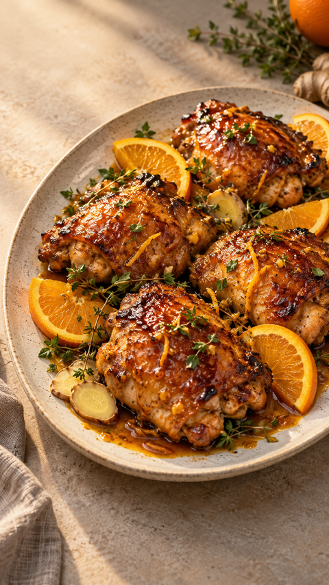 Orange-Ginger Chicken Thighs — SweetMonkFruit recipe