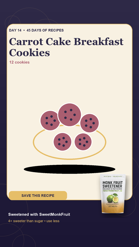 Carrot Cake Breakfast Cookies — SweetMonkFruit recipe hero