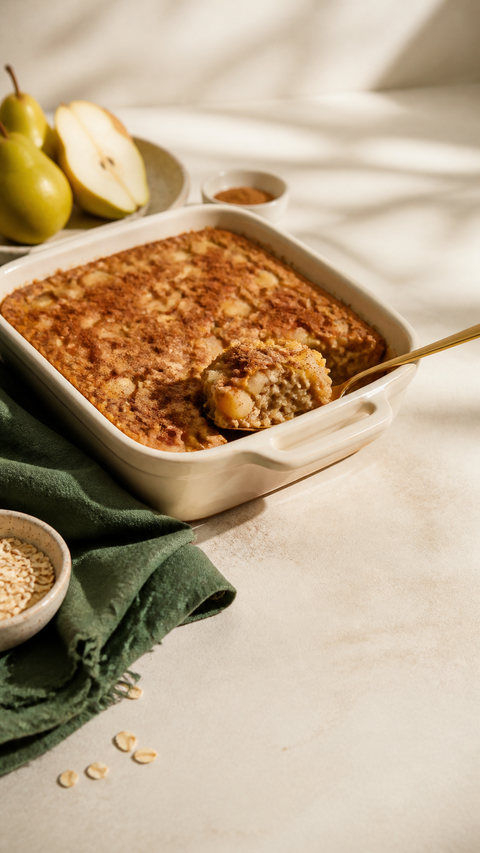 Cinnamon-Pear Baked Oatmeal SweetMonkFruit recipe hero
