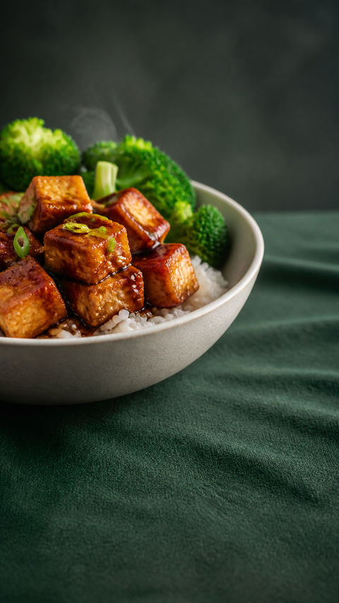 Sticky Ginger Tofu SweetMonkFruit recipe hero