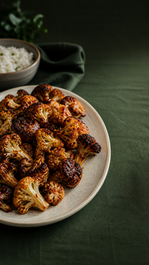 Sweet Garlic Roasted Cauliflower SweetMonkFruit recipe hero