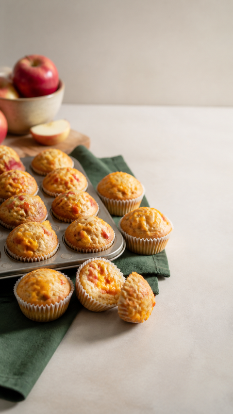 Apple Cheddar Mini Muffins SweetMonkFruit recipe hero