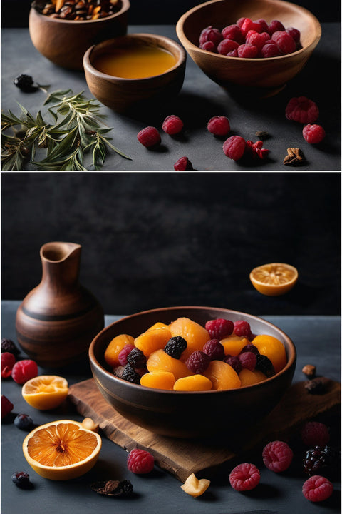 Fake lab sweetener vs real monk fruit — split editorial still life